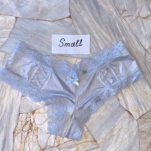 New Victoria’s Secret Cheeky Satin Panty Silky Lace Trim Crisscross Side Small